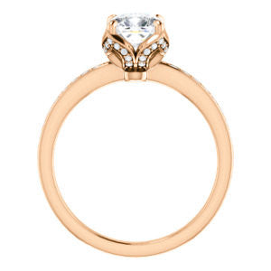 Cubic Zirconia Engagement Ring- The Sandy (Customizable Prong-Accented Cushion Cut Style with Thin Pavé Band)