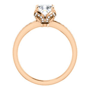 CZ Wedding Set, featuring The Sandy engagement ring (Customizable Prong-Accented Cushion Cut Style with Thin Pavé Band)