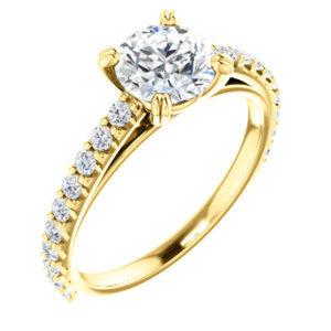 Cubic Zirconia Engagement Ring- The Marianne (Customizable Cathedral-set Round Cut Style with Thin Pavé Band)