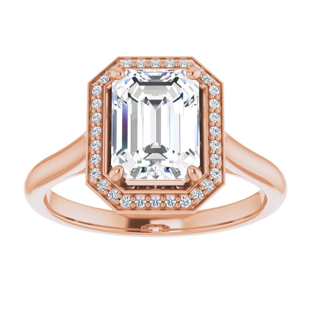 Cubic Zirconia Engagement Ring- The Cielo (Customizable Cathedral-Raised Radiant Cut Halo Style)