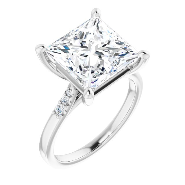 10K White Gold Customizable 7-stone Princess/Square Cut Cathedral Style with Triple Graduated Round Cut Side Stones