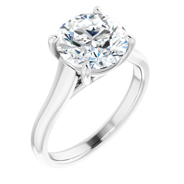 10K White Gold Customizable Round Cut Cathedral-Prong Solitaire with Decorative X Trellis