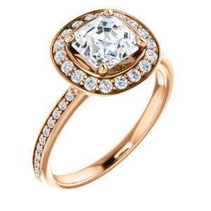 Cubic Zirconia Engagement Ring- The Nynaeve (Customizable Asscher Cut Style with Thin Pavé Band and Halo Accents)