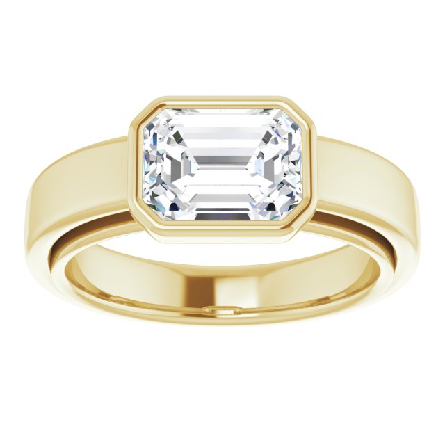 Cubic Zirconia Engagement Ring- The Dunyasha (Customizable Cathedral-Bezel Radiant Cut Solitaire with Wide Band)