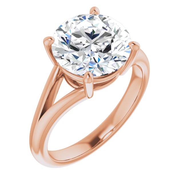 10K Rose Gold Customizable Round Cut Solitaire with Tapered Split Band
