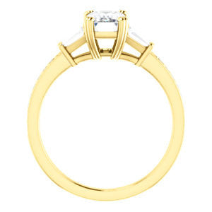 Cubic Zirconia Engagement Ring- The Hazel Rae (Customizable Emerald Cut Design with Quad Baguette Accents and Pavé Band)