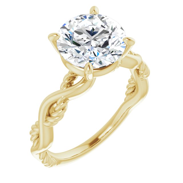 14K Yellow Gold Customizable Round Cut Solitaire with Twisting Split Band