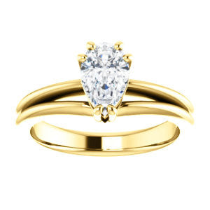 Cubic Zirconia Engagement Ring- The Reese (Customizable Pear Cut Solitaire with Grooved Band)