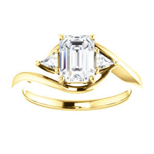 Cubic Zirconia Engagement Ring- The Sophie (Customizable 3-stone Twisting Bypass Style with Radiant Cut Center and Triangle Accents)