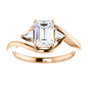 Cubic Zirconia Engagement Ring- The Sophie (Customizable 3-stone Twisting Bypass Style with Radiant Cut Center and Triangle Accents)