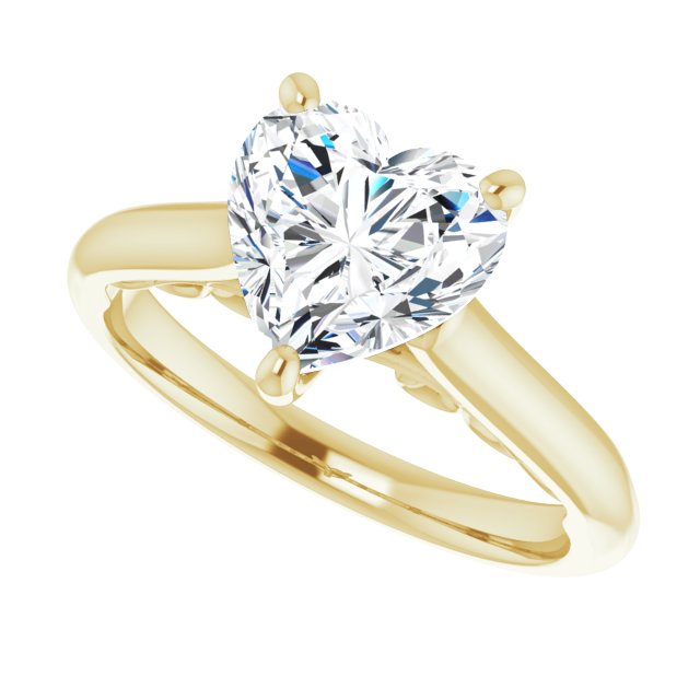 Cubic Zirconia Engagement Ring- The Adelaide (Customizable Heart Cut Cathedral Solitaire with Two-Tone Option Decorative Trellis 'Down Under')
