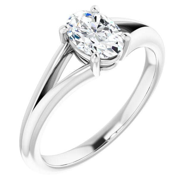 10K White Gold Customizable Oval Cut Solitaire with Tapered Split Band
