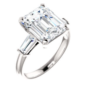 Cubic Zirconia Engagement Ring- The Monica (Customizable Radiant Cut Center with Dual Tapered Baguettes)