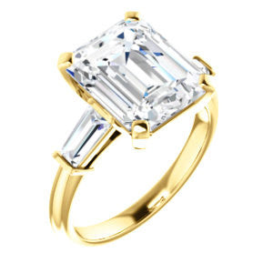 Cubic Zirconia Engagement Ring- The Monica (Customizable Radiant Cut Center with Dual Tapered Baguettes)