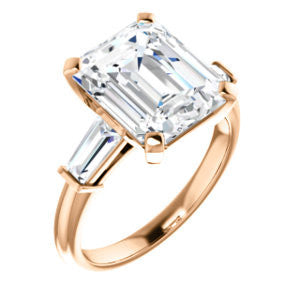 Cubic Zirconia Engagement Ring- The Monica (Customizable Radiant Cut Center with Dual Tapered Baguettes)