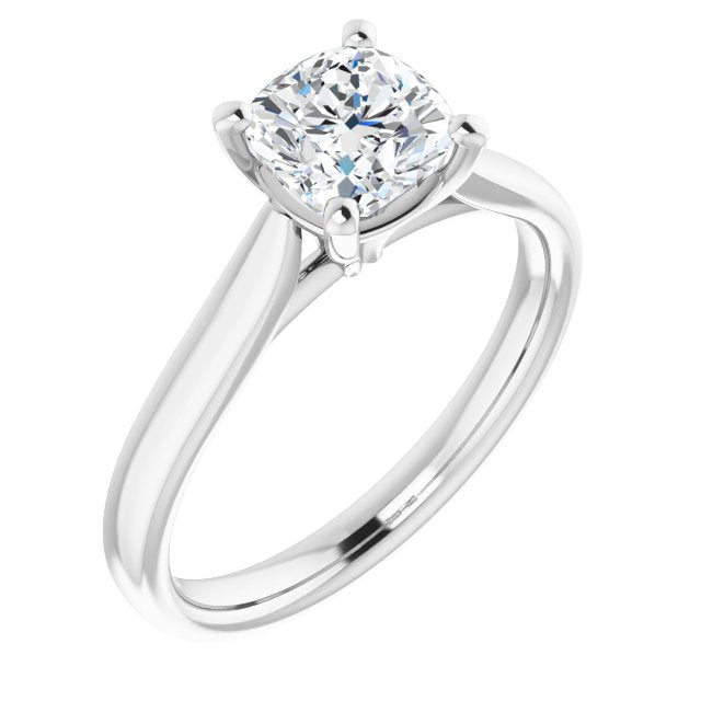 10K White Gold Customizable Cathedral-Prong Cushion Cut Solitaire