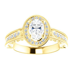 Cubic Zirconia Engagement Ring- The Zöe (Customizable Vintage Oval Cut Greek Goddess Design)