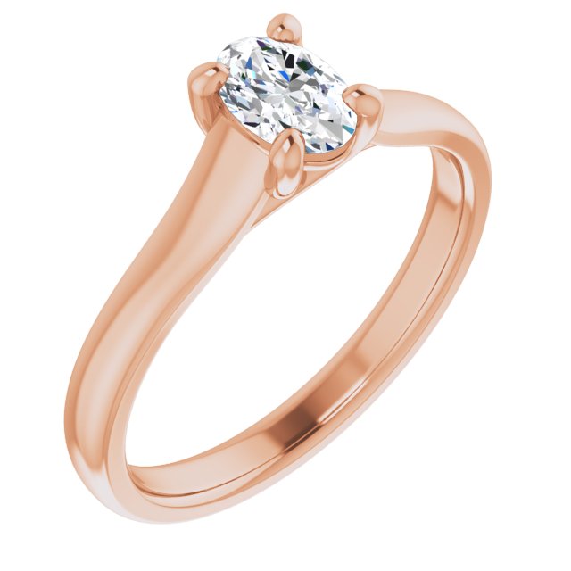 10K Rose Gold Customizable Oval Cut Cathedral-Prong Solitaire with Decorative X Trellis
