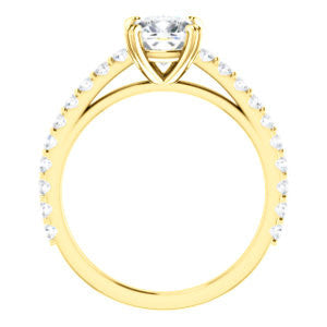 Cubic Zirconia Engagement Ring- The Marianne (Customizable Cathedral-set Cushion Cut Style with Thin Pavé Band)