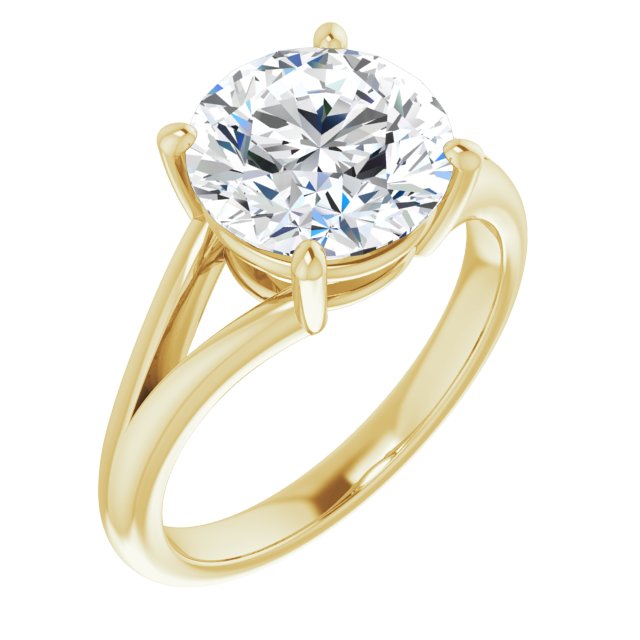 10K Yellow Gold Customizable Round Cut Solitaire with Tapered Split Band