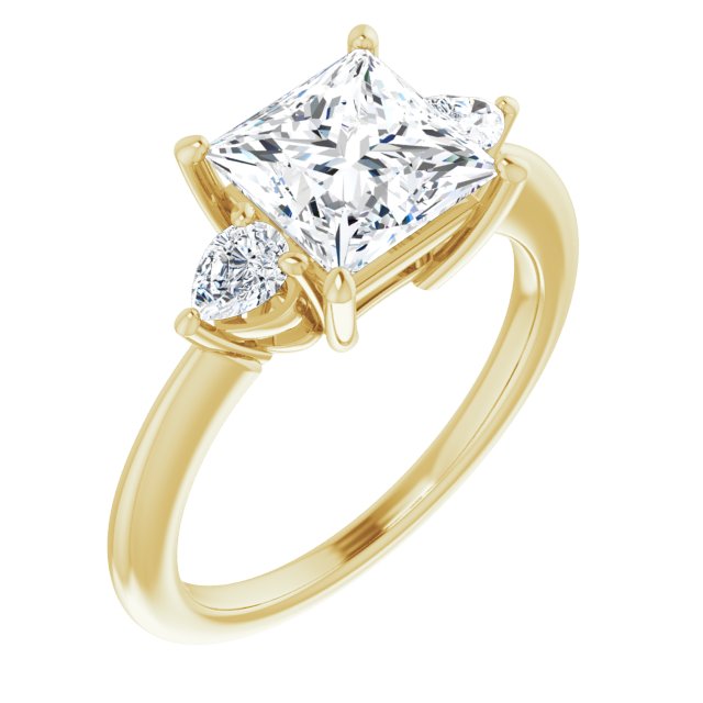 10K Yellow Gold Customizable 3-stone Princess/Square Style with Pear Accents