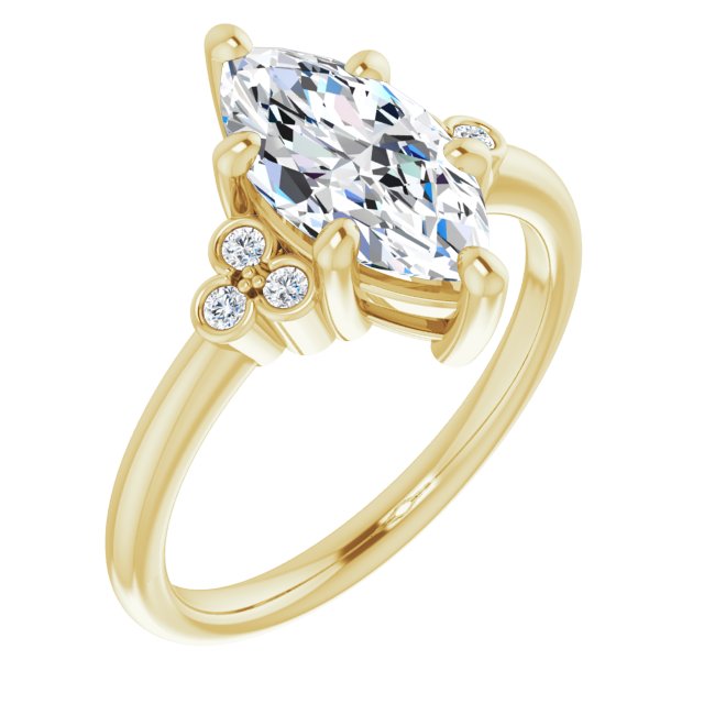 14K Yellow Gold Customizable 7-stone Marquise Cut Center with Round-Bezel Side Stones
