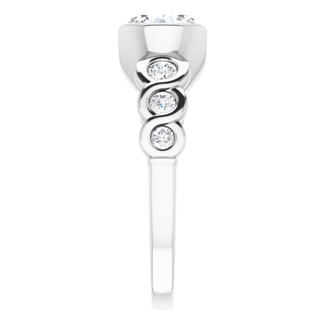 Cubic Zirconia Engagement Ring- The Destiny (Customizable 7-stone Round Cut Design with Interlocking Infinity Band)