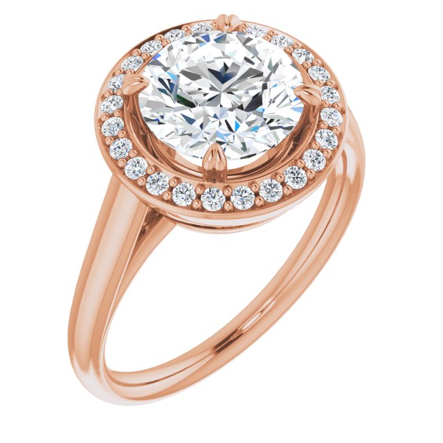 14K Rose Gold Customizable Round Cut Design with Loose Halo