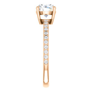 Cubic Zirconia Engagement Ring- The Delilah (Customizable Round Cut Petite Style with 3/4 Pavé Band)