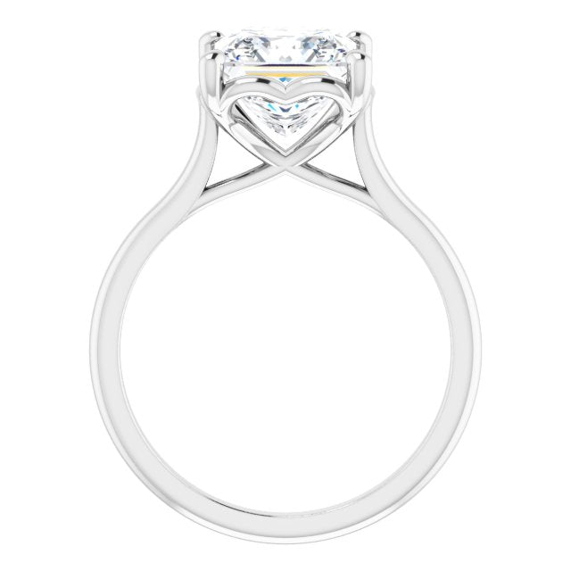 Cubic Zirconia Engagement Ring- The Josepha (Customizable Cathedral-style Princess/Square Cut Solitaire with Decorative Heart Prong Basket)