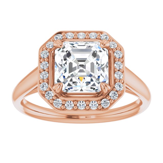 Cubic Zirconia Engagement Ring- The Arianna (Customizable Asscher Cut Design with Loose Halo)