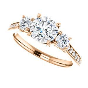 CZ Wedding Set, featuring The Tess engagement ring (Customizable Round Cut Trellis-Enhanced Bridge Setting with Semi-Pavé Band)