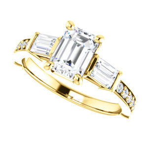 Cubic Zirconia Engagement Ring- The Rosetta (Customizable Radiant Cut Enhanced 5-stone Design with Pavé Band)