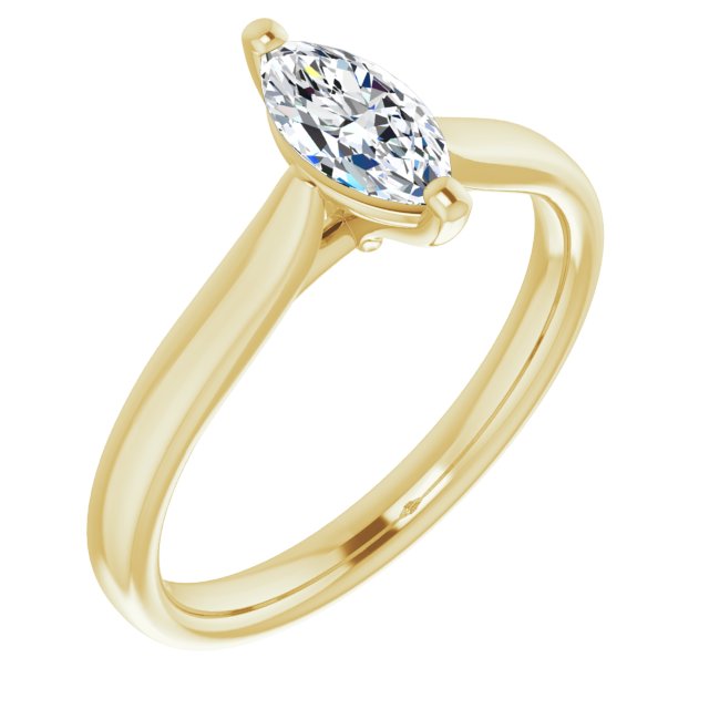 10K Yellow Gold Customizable Cathedral-Prong Marquise Cut Solitaire