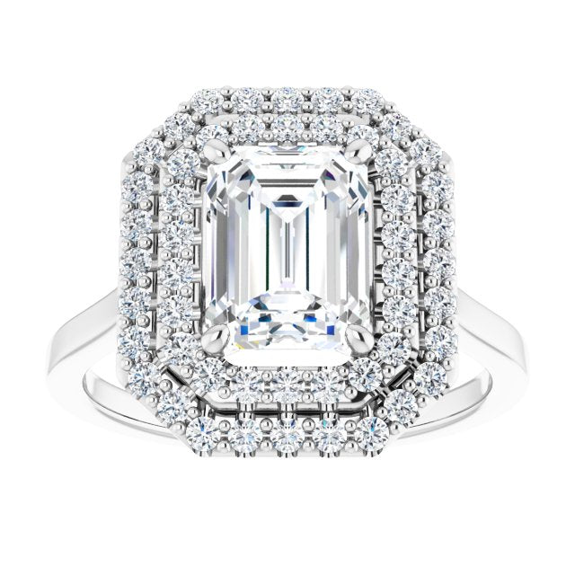 Cubic Zirconia Engagement Ring- The Giuliana (Customizable Cathedral-set Radiant Cut Design with Double Halo)