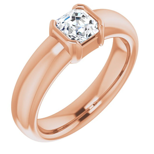 10K Rose Gold Customizable Bezel-set Asscher Cut Solitaire with Thick Band