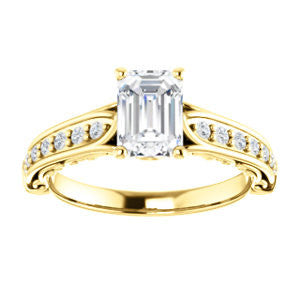 Cubic Zirconia Engagement Ring- The Martha (Customizable Radiant Cut Setting with Pavé Three-sided Band and Peekaboos)