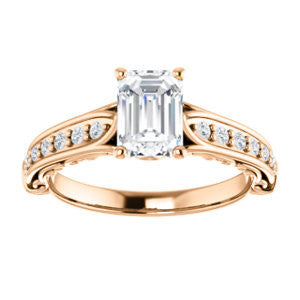 Cubic Zirconia Engagement Ring- The Martha (Customizable Radiant Cut Setting with Pavé Three-sided Band and Peekaboos)