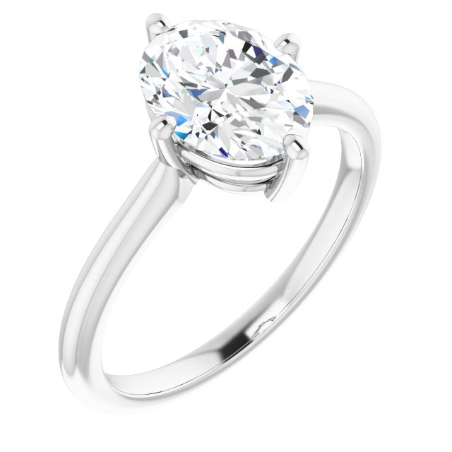 10K White Gold Customizable Oval Cut Solitaire with Raised Prong Basket