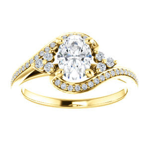 Cubic Zirconia Engagement Ring- The Candie (Customizable Oval Cut with Artisan Bypass Pavé and 7-stone Cluster)