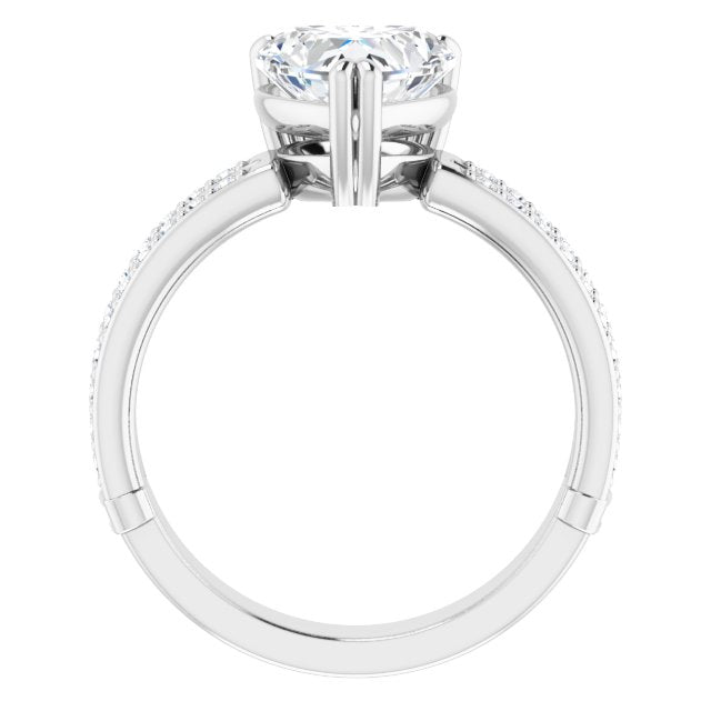Cubic Zirconia Engagement Ring- The Constance (Customizable Heart Cut Design featuring Split Band with Accents)