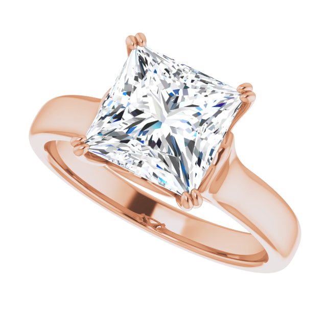 Cubic Zirconia Engagement Ring- The Alissa (Customizable Princess/Square Cut Solitaire with Under-trellis Design)