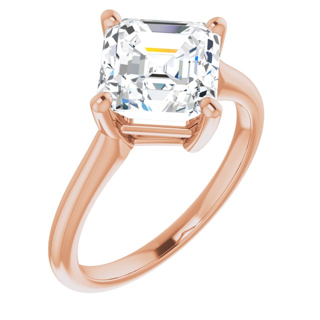 10K Rose Gold Customizable Asscher Cut Solitaire with Raised Prong Basket