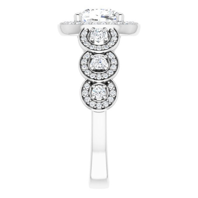 Cubic Zirconia Engagement Ring- The Emma Grace (Customizable Cathedral-set Cushion Cut 7-stone style Enhanced with 7 Halos)