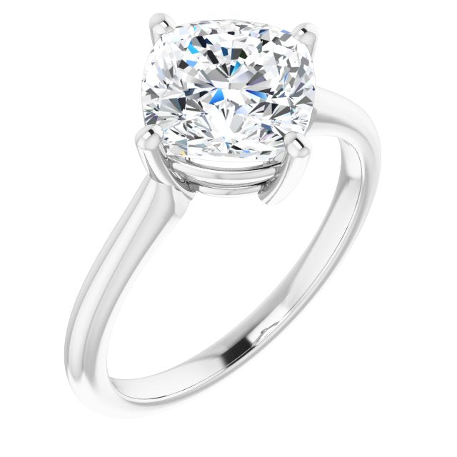10K White Gold Customizable Cushion Cut Solitaire with Raised Prong Basket