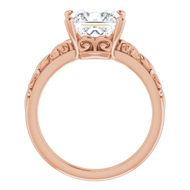 Cubic Zirconia Engagement Ring- The An Chen (Customizable Princess/Square Cut Solitaire featuring Delicate Metal Scrollwork)