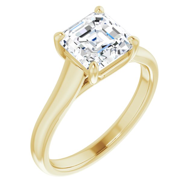 Cubic Zirconia Engagement Ring- The Jewel (Customizable Asscher Cut Cathedral-Prong Solitaire with Decorative X Trellis)