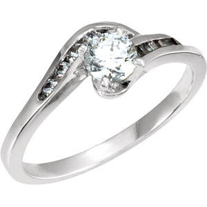 Cubic Zirconia Engagement Ring- The Deirdre (Customizable 12-stone Bypass with Round and Baguette Channel)