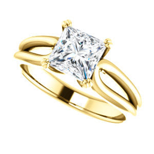 Cubic Zirconia Engagement Ring- The Jan (Customizable Princess Cut Thick-Split Band Solitaire)