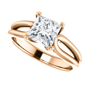 Cubic Zirconia Engagement Ring- The Jan (Customizable Princess Cut Thick-Split Band Solitaire)